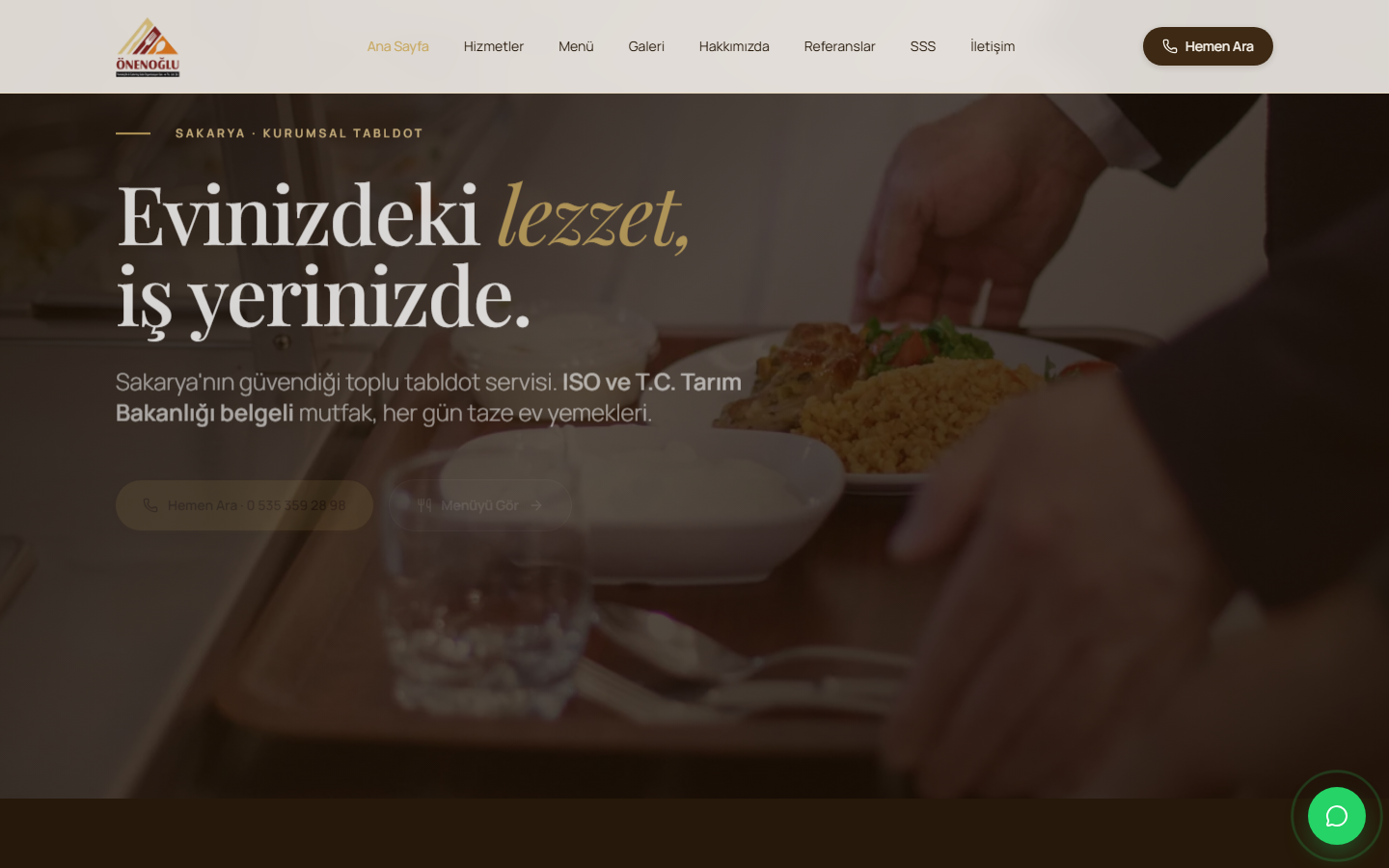Önenoğlu Yemekçilik web sitesi